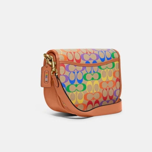 Coach Willow Saddle Bag In Rainbow Signature Canvas - Picture 2 of 12